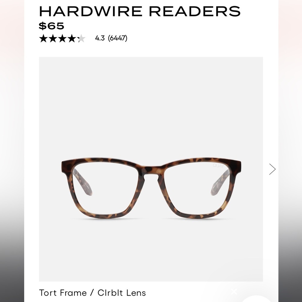 Quay Australia Hardwire Reader Blue Light Glasses